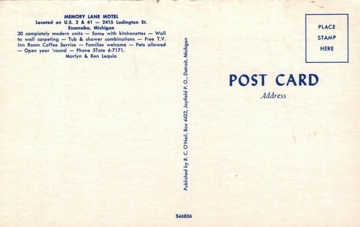 Memory Lane Motel - Old Postcard Photo (newer photo)